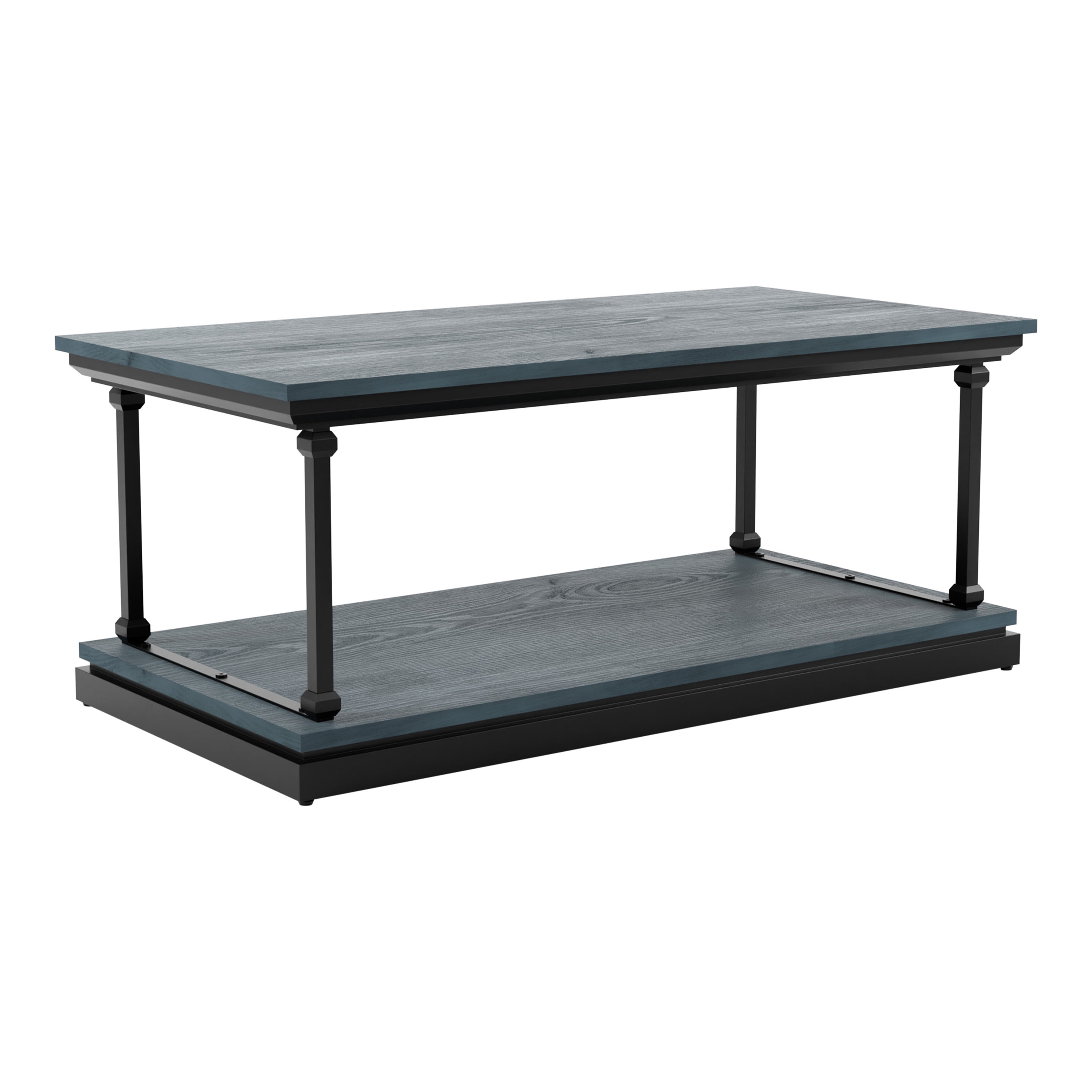 Furniture of America Laem 1-Shelf Coffee Table, Antique Blue