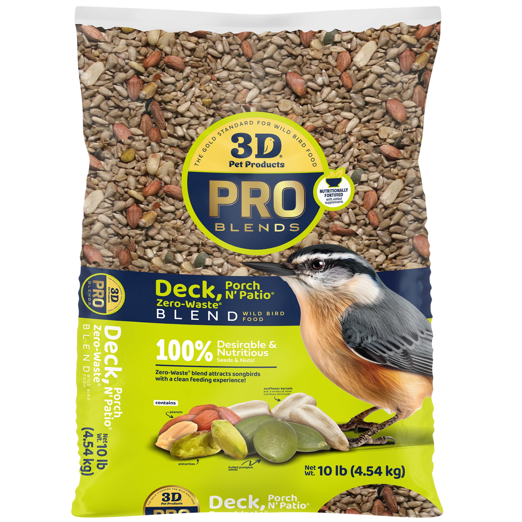 3-D Pro Blends Deck Porch N Patio® Zero-Waste® Blend, Wild Bird Seed Mix, 10 Pounds