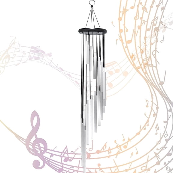 36" Silver Wind Chimes for Outside,Memorial Wind Chimes with 18 Aluminum Tubes and S Hook,Clearance Wind Chimes for Home Garden Hanging Decor