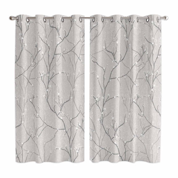 Curtains 84 Inches Long 2 Panels, Grey Branches Grommets Window Treatment Curtain, Vintage Art Farmhouse Thermal Curtains Drapes for Living Room/Bathroom