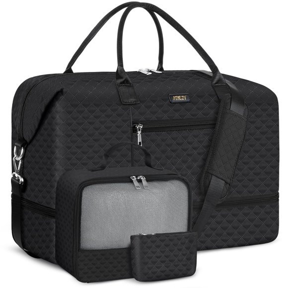 Bolsa de fin de semana ITIEZY unisex para adultos, 9 A, color negro, tamaño grande