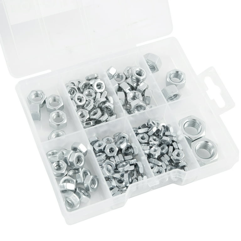 Hyper Tough 178-Piece Hex Nut Assortment, Carbon Steel, Zinc