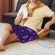 thumbnail image 5 of Balery Crystal Purple Snowflake Pantalones cortos de pijama de punto de algodón para hombre con cinturilla y bolsillos-Large, 5 of 6