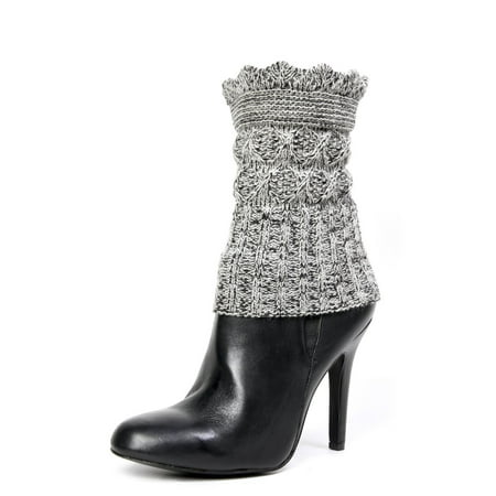MeMoi Dasher Knit Boot Topper - Warm Elegant Winter Accessories by MeMoi One Size / Black MF7 (Best Winter Biking Boots)