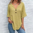 thumbnail image 2 of Weikingp Polyester Shirts For Women Tops For Women Trendy Work Shirts For Women Business Casual Tshirts Shirts For Women Skinny Tees For Women Yellow XL, 2 of 5