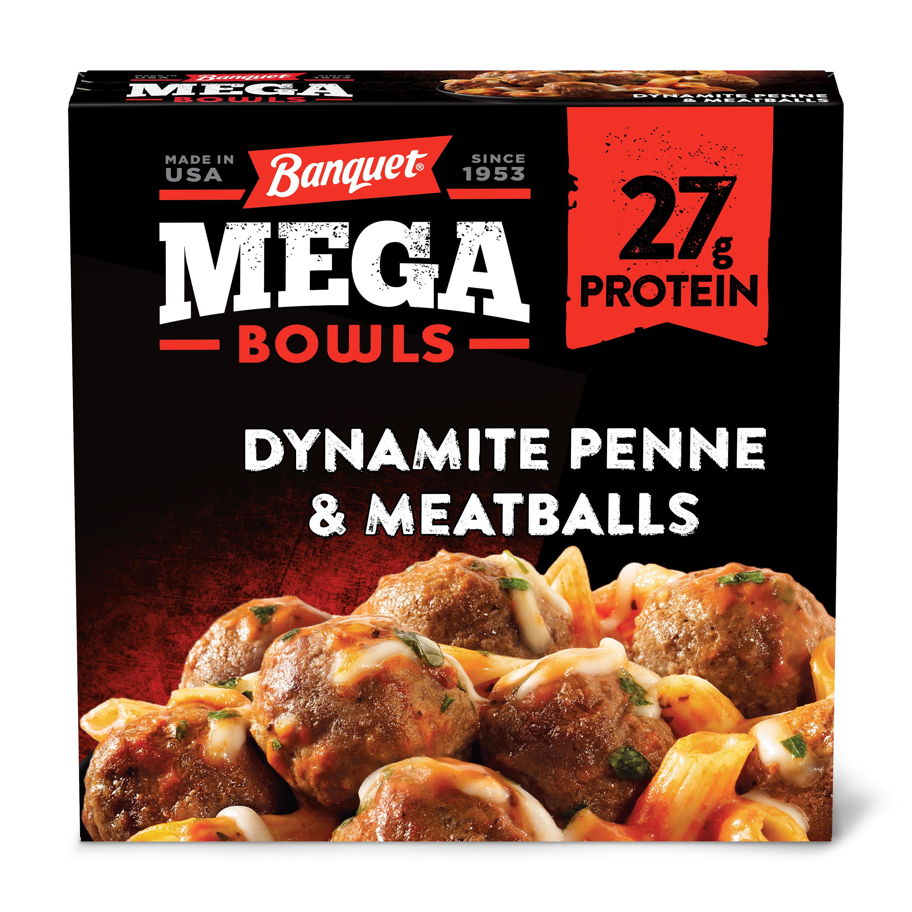 Banquet Mega Bowls Dynamite Penne & Meatballs Frozen Meal, 14 oz