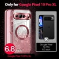 thumbnail image 3 of Casetego For Google Pixel 10 Pro XL Case,Compatible with MagSafe,Clear Magnetic Glitter Gradient Sparkle Luxury Plated Soft TPU Bumper Full Camera Lens Protector,Rose Red, 3 of 7