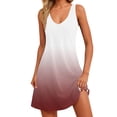 thumbnail image 2 of Ovzne Robes d'Été pour Femmes 2025 Robe Femmes Été Dégradé Imprimé Ample Sans Manches Col en V avec Poche Robe de Printemps Liquidation, 2 of 6