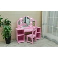 thumbnail image 2 of Kids Vanity Table and Chair Set,Princess Makeup Table with Tri-Folding Mirror&Touch Light for Bedroom,Pink, 2 of 8