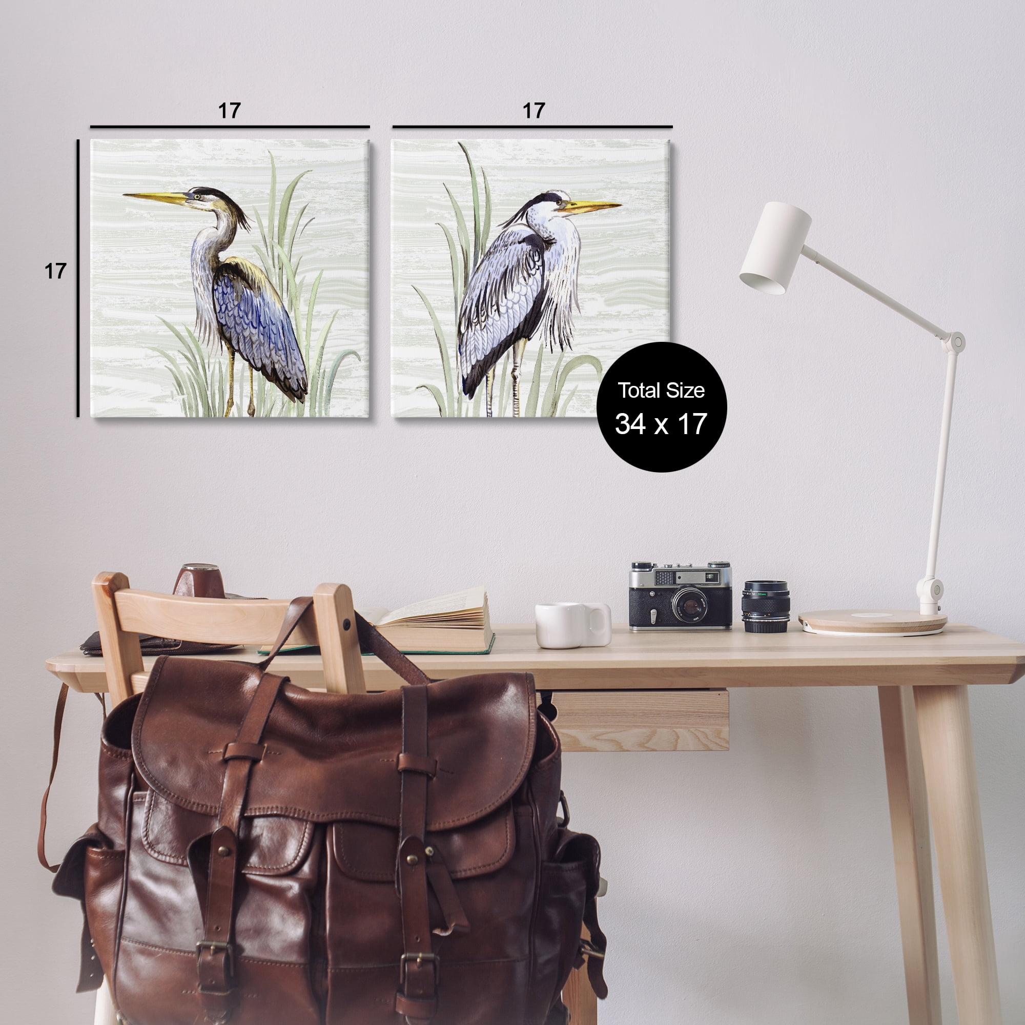 Stupell Industries Coastal Birds on Birch Animals Painting Wrapped Canvas Art Print Wall Art, 17 x 17, Set of 2
