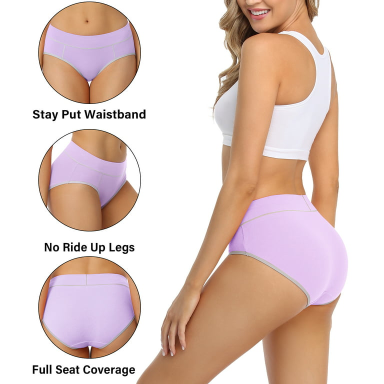 wirarpa Women's Cotton Underwear Mid Waisted Stretch Briefs 5 Pack Sizes  5-10 
