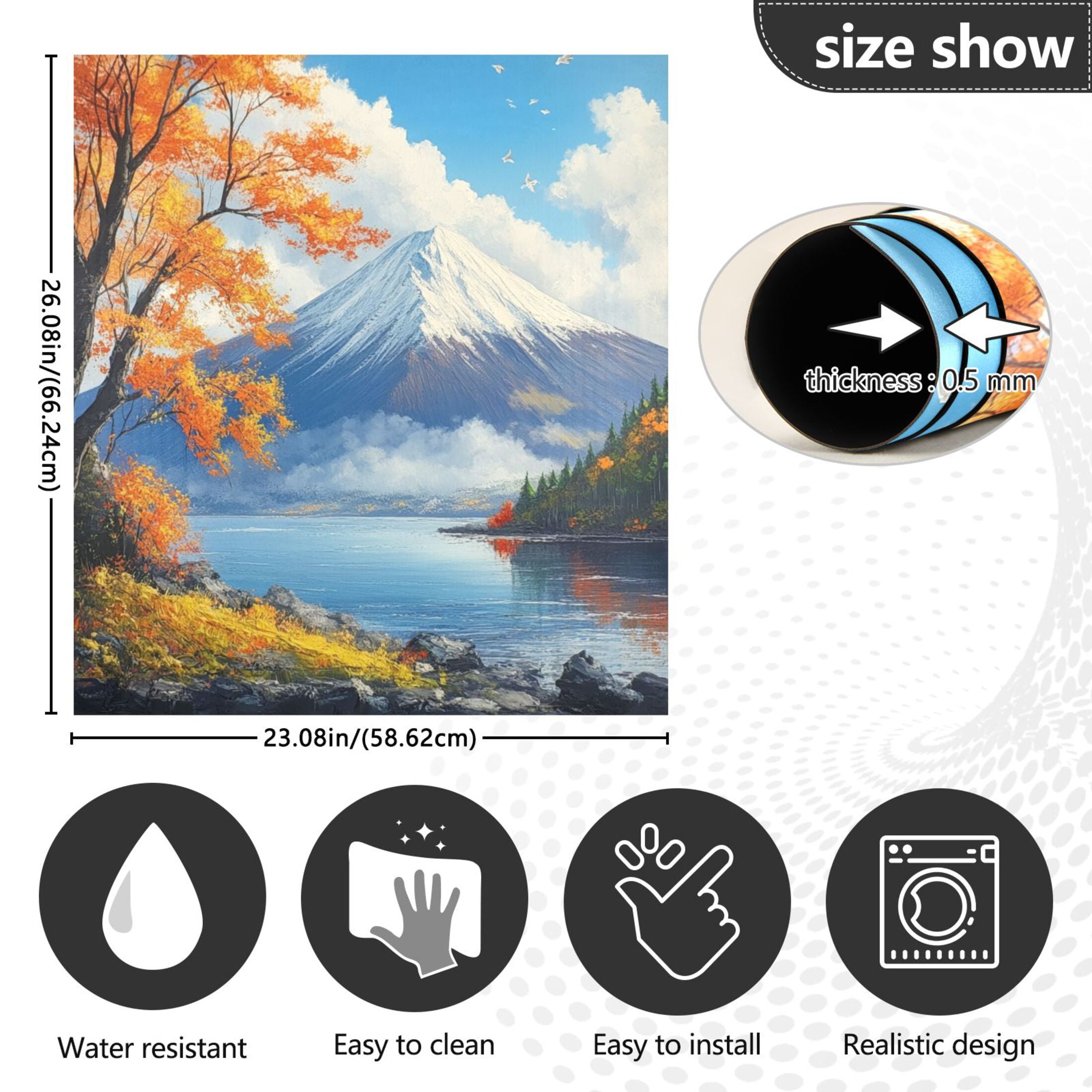 Dishwasher Magnetic Sticker 23x26 Inch Refrigerator Magnetic Sticker Washing Machine Magnetic Sticker Kitchen Panel Magnetic Sticker Home Decor Autumn View Of Mount Fuji