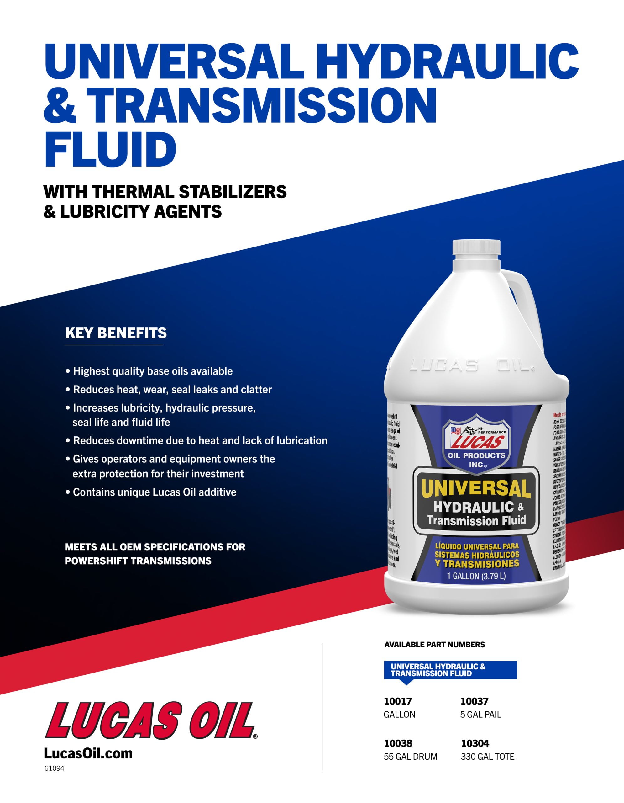 Lucas Oil Universal Hydraulic Fluid Automatic Transmission Fluid