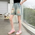 thumbnail image 7 of THDHVS Shorts for Teen Girls,Kids Shorts,Girls' Fashion Star Print Decorative Buckle Pocket Denim Shorts Light Blue 9-10 Years, 7 of 7