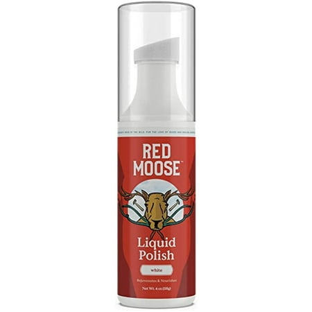 Red Moose Liquid Shoe Polish for Leather Dress, Boots, Shoes, and More, 4 oz White