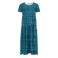 thumbnail image 4 of Viikei Womens Summer Dresses with Sleeves,Women's Flower Printing Casual Short Sleeve Crewneck Dress Casual Flowy Tiered Maxi Beach Dress Blue XXL, 4 of 6