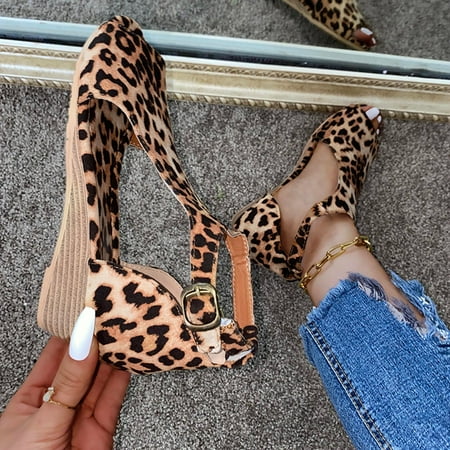 

Cathalem Women Summer Toe Shoes Sandals Strap Buckle Open Beach Breathable Wedges Roman Women s Strap Sandals for Women Platform Khaki 8.5