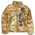 thumbnail image 6 of Ed Hardy by Christian Audigier Women's Embroidered Removable Hood Puffer Jacket (Small, Gold), 6 of 12