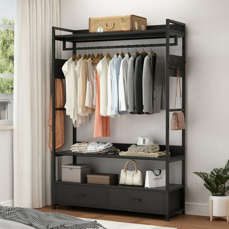 Freestanding Closet Organizer, Garment Rack with 6 Shelves