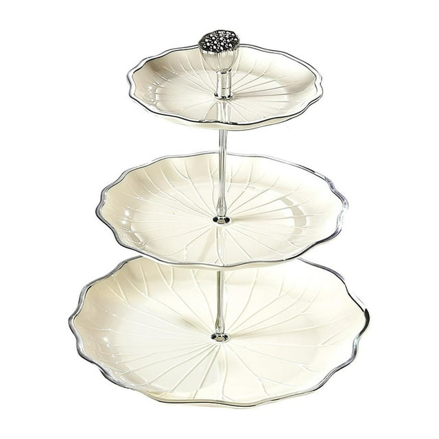 Soporte para estante de alimentos Soporte para cupcakes, Soporte para pasteles de varias capas, Soporte redondo para frutas fácil de limpiar L 3 niveles blanco