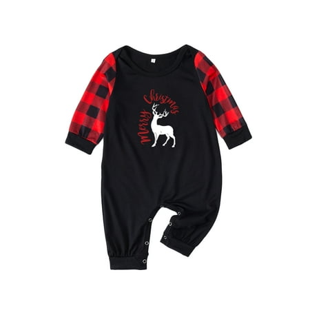 

Binpure Matching Family Christmas Pajamas Elk Graphic Tops + Plaid Trousers