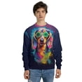 thumbnail image 4 of Hippie Dachshund Portrait oil painting Watercolor Tie-dye Vintage All Over Print 3D Sweatshirt Unisex Merch Wiener Dog Lover Gifts Idea - 00015, 4 of 6