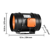 KFFKFF 8-Inch Inline Duct Fan HVAC Exhaust Blower Kit EC Variable Speed Control