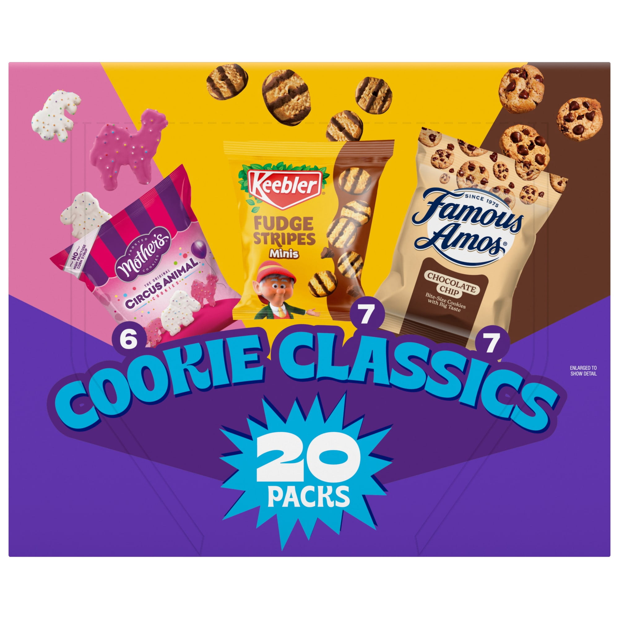 Assorted Cookie Classics Variety Pack - Mother’s Circus, Keebler Fudge Stripes & Famous Amos, 20 Pouch Box, 20 oz