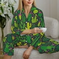 thumbnail image 4 of Goofa Cactus 1 Printed Women’s 2 Piece Pajama Set Super,Pajamas Women's Long Sleeve Sleepwear Soft Button Down Loungewear Pjs Lounge Set Nightwear-XX-Large, 4 of 9