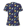 thumbnail image 3 of Uemuo Astronaut Corgi Drawing Women's Deep V-Neck Low Cut Tops - Casual Loose Fit with Stainless Steel Loop, Soft, Breathable, Perfect for Office, Travel, and Daily Wear-Small, 3 of 5