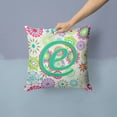 thumbnail image 2 of Carolines Treasures CJ2011-EPW1414 Letter E Flowers Pink Teal Green Initial Canvas Fabric Decorative Pillow  14Hx14W, 2 of 4