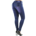thumbnail image 6 of Fashion2Love Women's Juniors Colombian Design Butt Lift Push Up Mid Waist Skinny Jeans, 6 of 9