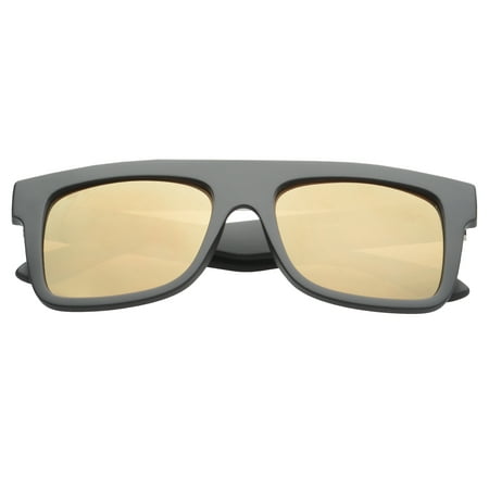MLC Eyewear Flat Top Wayfarer Sunglasses Sporty Reflective Lens UV400