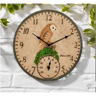 Farmlyn Creek Outdoor Clock and Temperature Gauge Thermometer for Pati