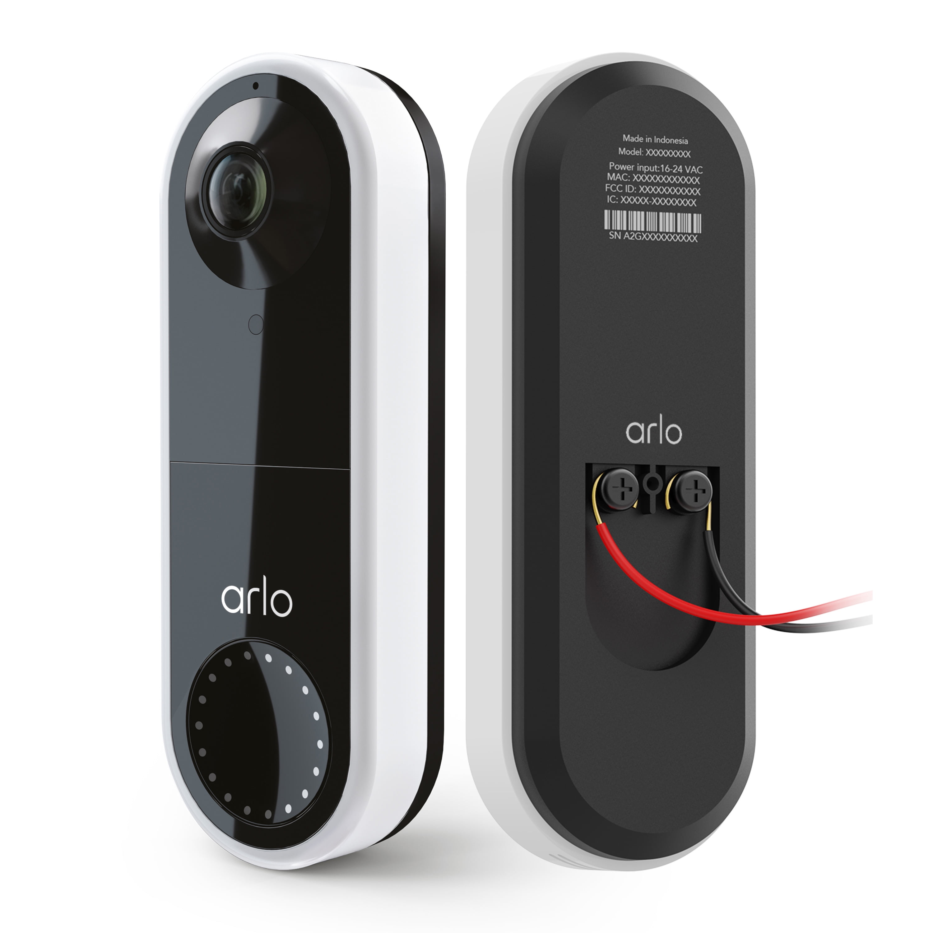 Arlo Essential Wired Video Doorbell - HD Video, 180° View, Night Vision, 2 Way Audio, Direct Wi-Fi Hub Needed, White - AVD1001W - Walmart.com