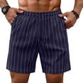 thumbnail image 6 of GIRUNS Mens Casual Shorts 7 Inch Striped Summer Beach Drawstring Elastic Waist Shorts with Pockets Navy Blue M, 6 of 7