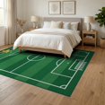 thumbnail image 3 of ODIKA 6'x9' Washable Area Rug Athletic Grass Pitch Doormat Featuring Star Crest And Goal Markings for Family Room, Living Room, Master Bedroom, Non-Slip, Easy Care, 3 of 7