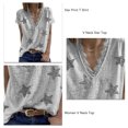 thumbnail image 3 of Camiseta de verano para mujer, pantalón corto informal, manga corta, estampado de estrellas, ribete de encaje, cuello en V profundo, camiseta para mujer, 3 of 5
