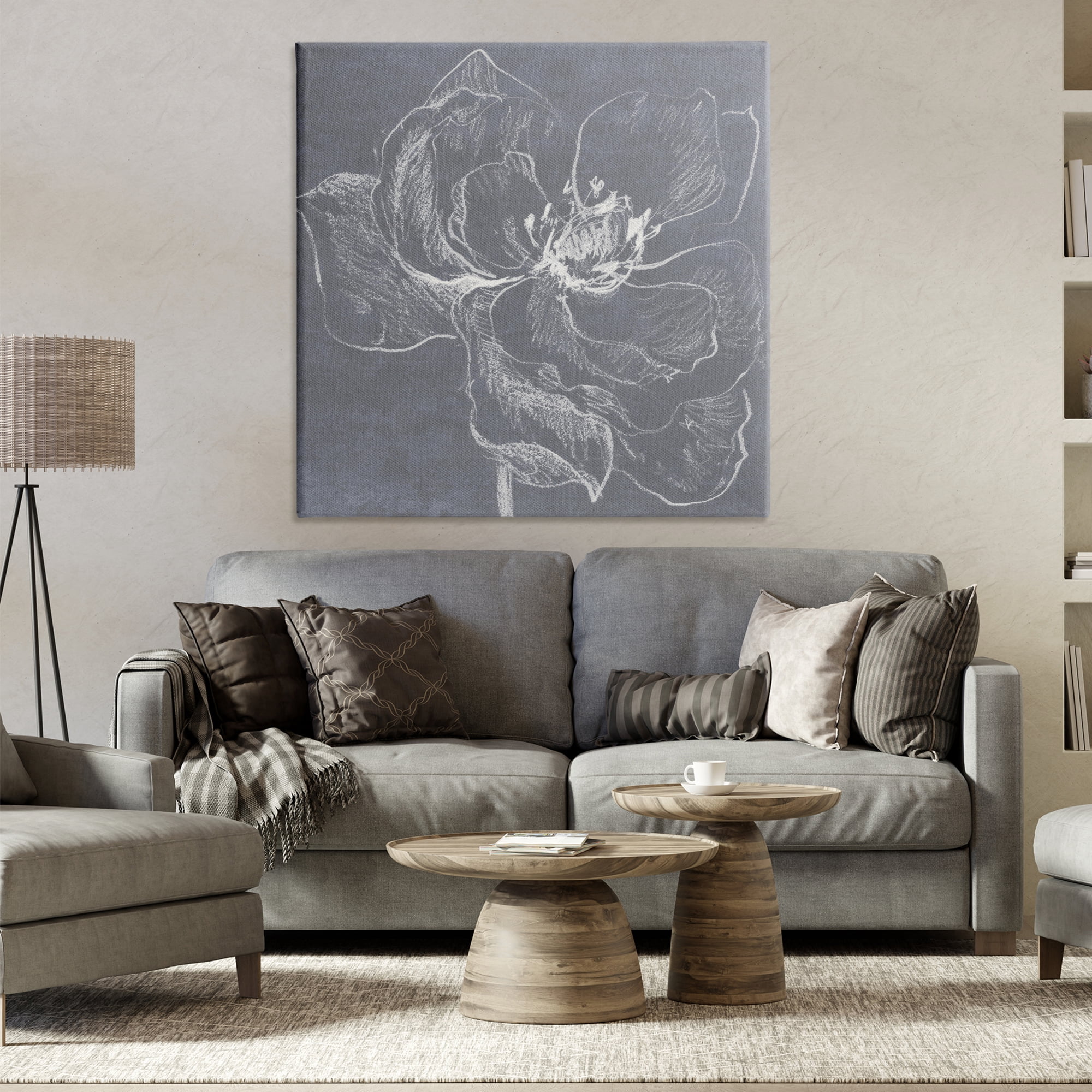 Stupell Industries Magnolia Doodle Outline Plants & Flowers Drawing Wrapped Canvas Art Print Wall Art, 36 x 36