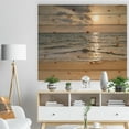 thumbnail image 3 of Designart 'Dark Tropical Sand Beach at Sunset' Modern Seascape Print on Natural Pine Wood, 3 of 5