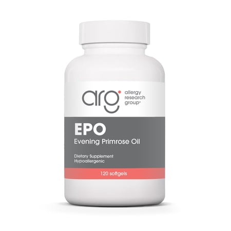 Allergy Research Group EPO - Evening Primrose Oil for Men & Women, For Dry Eyes, Omega-6, GLA Gamma-Linolenic Acid, 500mg Supplement - 120 Count