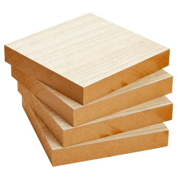 Bright Creations Unfinished MDF Squares - Smooth Base for Paint & Stain on Wooden Blocks - 1-Inch Edges for Stability on Unfinished Wood Blocks - DIY Wood Boards - 6x6 in Pack of 4