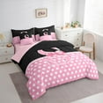 thumbnail image 3 of Castle Fairy Teenagers Pink Bowknot Letter Monogrammed S Twin Bedding Sets 7-Piece,White Polka Dots Bedding Comforter Set Microfiber,Retro Vintage Aesthetic Breathable Sheet Sets, 3 of 8