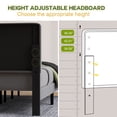 thumbnail image 4 of Pingliang Home Queen Size Bed Frame with Adjustable Upholstered Headboard&Wood Slats Support,Gray, 4 of 10