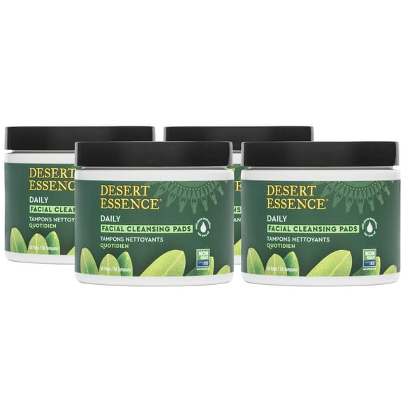 Desert Essene Daily Facial Cleansing Pads with Pure Australian Tea Tree, Witch Hazel, Calendula & Chamomile - Reduce Oil, Minimize Pores - Plant-Based Cleanser - Vegan,