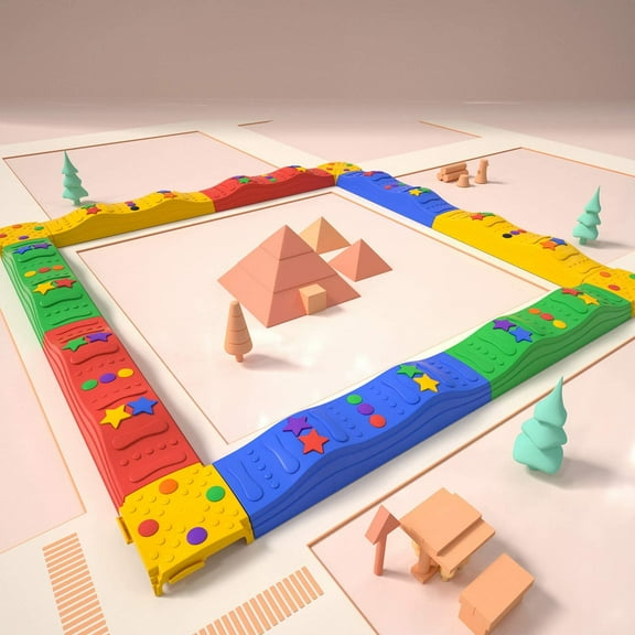 Kids Balance Beam Stepping Stones for Kids Max Load Indoor or Outdoor Non-Slip Textured Surface & Rubber Pads Bottom Toddler Promote Agility Coordination Sensory Five Star Pattern