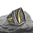 thumbnail image 3 of PAMTIER Men's Stainless Steel Vintage Punk Style Personality Sickle Feather Engraved Signet Ring Statement High Polished Ancient Silver Size 12, 3 of 6