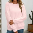 thumbnail image 4 of Fesfesfes Women's Solid Color Sweater Cozy Fall Winter Casual Long Sleeved with Ribbed Cuffs Round Neck Sweater Warmkeeping Daily Wearing(Pink,L), 4 of 5