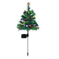 Solar Christmas Tree Lights Outdoor Decorations, Waterproof Solar Powered Prelit Tree with Multicolor LED & Flashing Modes - Holiday Stakes for Garden Yard Patio Pathway Lawn Cemetery Grave Decor