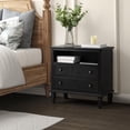 thumbnail image 2 of HULALA HOME Kamilo Traditional 28.25 inch Wide Nightstand Table Open Storage with Built-in Charging Station and 2 Drawers   by  Black, 2 of 5